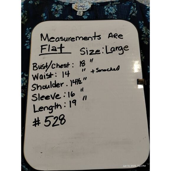 Twine & String Womens Large Top Kimono Sleeve Mosaic Floral Smocked Waist Boho - Picture 11 of 13